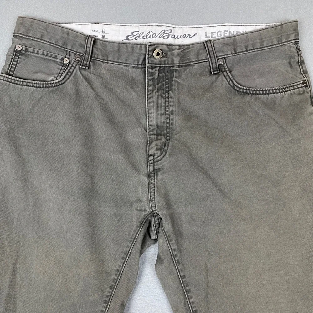 Eddie Bauer Legendwash Straight Fit Cotton Pants Mens 40 Gray Specially Dyed